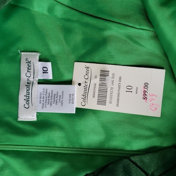 Coldwater Creek NWT Holiday Dress 10 Emerald Green Black Tulle Diamond Christmas - Picture 14 of 15